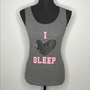 GRUMPY & GORGEOUS Gray Sleeveless Top with Pink and Black Accents